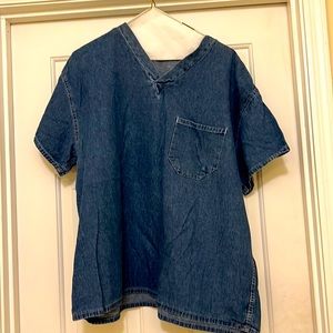 Denim scrub top